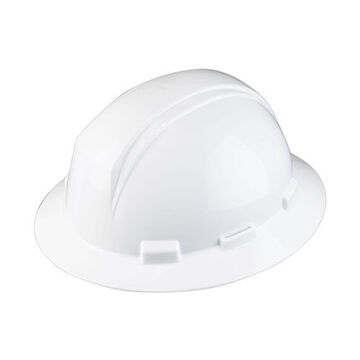 Cap Style Hard Hat, HDPE, White, Ratchet Nylon Adjustment