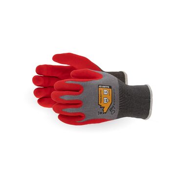 Gants enduits, No. 9, gris, rouge, Tricot Tenactiv calibre 18