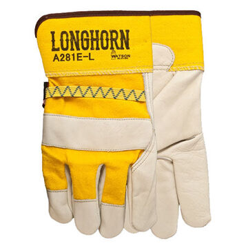 Gloves 5-finger Leather, Yellow, Cowhide Leather
