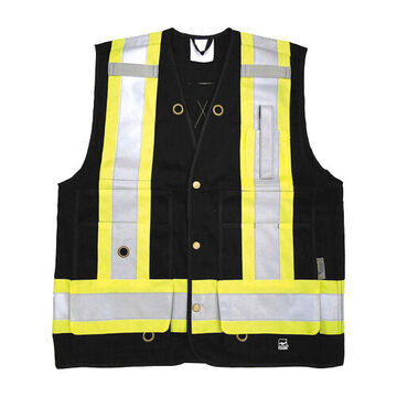 Surveyor Traffic Safety Vests, Large, Polyester, High Visibility Black