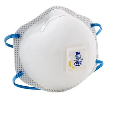 Disposable Particulate Respirator, Polyester Shell, Aluminum Nose Clip, White