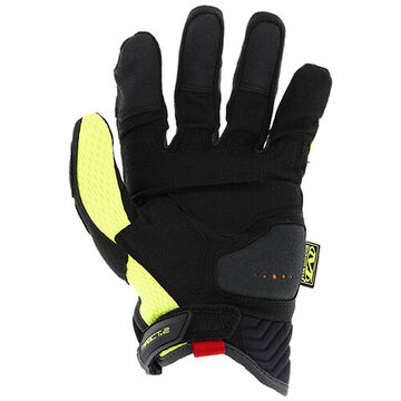 High Visibility Work Gloves, Large, Yellow, Synthetic Leather