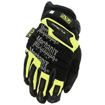 High Visibility Work Gloves, Large, Yellow, Synthetic Leather
