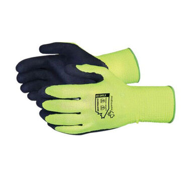 Coated Glove, Hi-viz Yellow, Polyester, Black/lime, 13 Ga