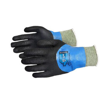 Coated Gloves Waterproof, Black/blue/green, 13 Ga Blended Kevlar, Steel Wire-core