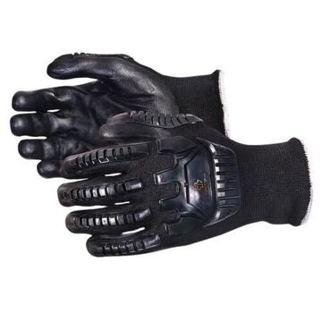 Coated Gloves, 2X-Large, Black, Nylon, Thermoplastic Rubber Back, Stainless Steel Core