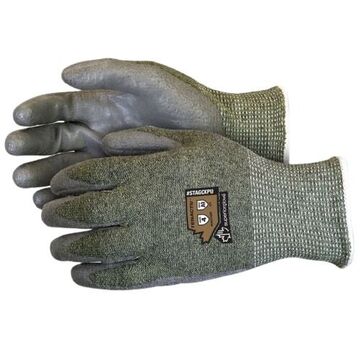 Coated Gloves, Green, Tenactiv/aramid/steel/13 Ga Composite Filament Fiber