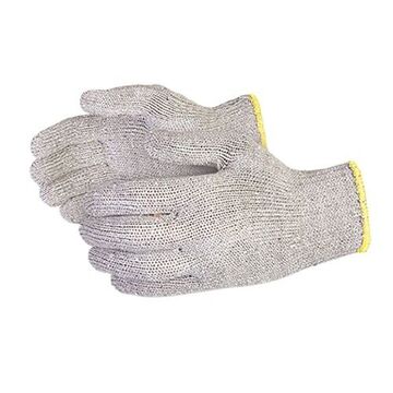 Heavy Weight Non-Coated Gloves, Large, Gray, Cotton/Polyester