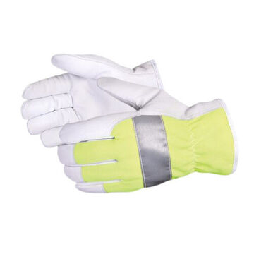 High Visibility Leather Gloves, Yellow Back, Goat Grain