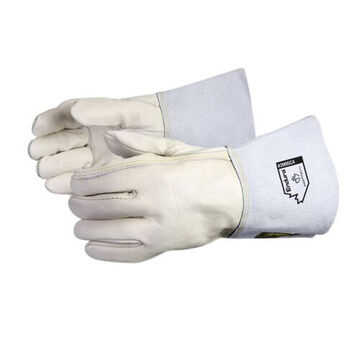 Gloves Leather, White, Cowhide Grain Leather