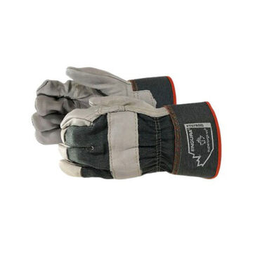 Gloves Leather, Gray/black, Cowhide Grain Leather