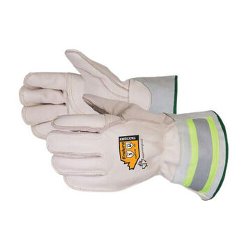 High Visibility Winter Leather Gloves, Beige, 3-1/2 Oz Cowgrain Leather, For Municipal Workers