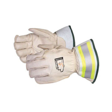 Winter Gloves, Leather, High Visibility, Beige, Horse Leather Grain 3-1/2 Oz