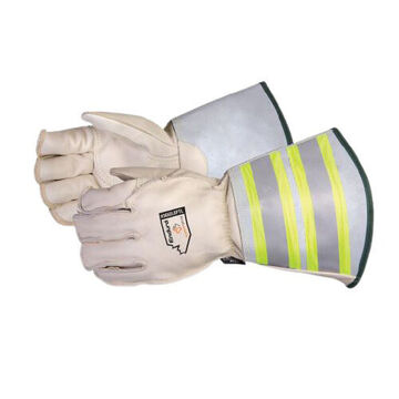 Gloves High Visibility Winter Leather, Beige, 3-1/2 Oz Grain Horsehide Leather,