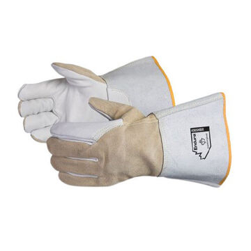 Heavy Duty Leather Gloves, White, Brown, Horsehide Leather