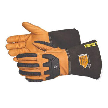 Leather Gloves Anti-impact, Brown, Goatskin