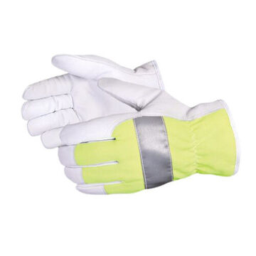 Leather Gloves High Visibility, Yellow Back, Goat Grain