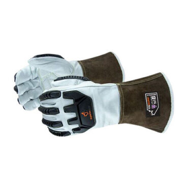 Impact-resistant Leather Gloves, Goatskin, For Metal Fabrication
