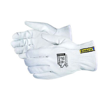 Gloves Leather, White, Grain Goatskin, For Material Handling