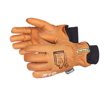 Deluxe Ergonomic Leather Gloves, Brown, Goatskin Leather Grain