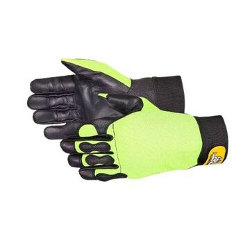 Leather Glove, High Visibility, Yellow, Goatskin, Kevlar 