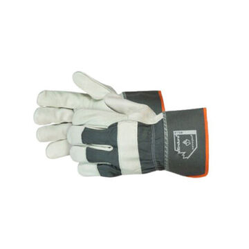 Leather Gloves Heavy Duty, Beige/black, Cowgrain Leather