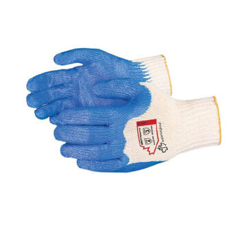 Work Gloves, Blue, White, 7 Ga Cotton