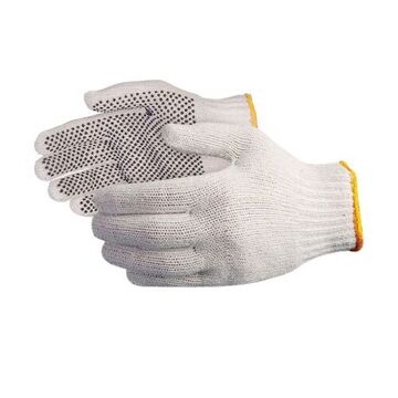 Gants de travail à pois à usage général sur un côté, Naturel, Coton 7 ga, Polyester