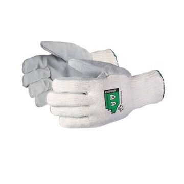 Gants en cuir résistants, Gris/blanc, Cuir refendu