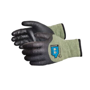 Winter Work Gloves, Black, Green, 13 Ga Blended Kevlar, Steel