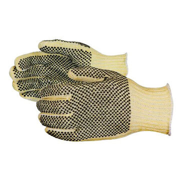 Medium Weight Safety Gloves, Yellow With Black Dots, Kevlar Blended Yarn