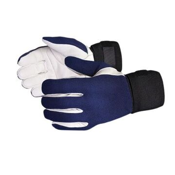 Gants en cuir à doigts pleins, 2X-grand, Bleu blanc, Nylon, Polymère