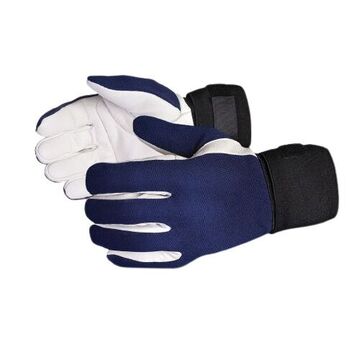 Full Finger Leather Gloves, 2X-Large, Blue/White, Nylon, Polymer