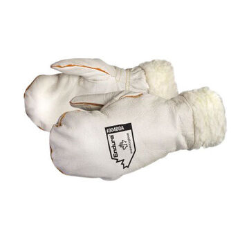 Gloves Winter Mitt Leather, White, Cowgrain Leather, For Snowmobiling/recreation