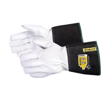 Work Gloves, X-large, Black, White, Goatskin Leather