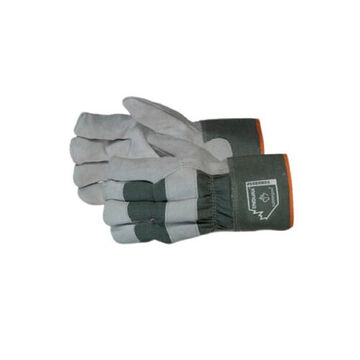 Leather Gloves Heavy Duty Winter, Gray, Yellow, Cowhide Leather