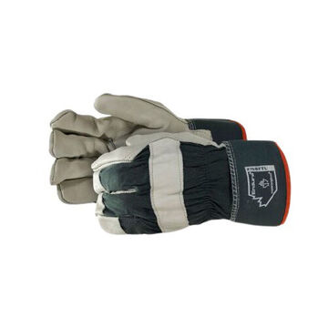 Winter Gloves Leather, One Size, Grey/blue, Grain Cowhide Split