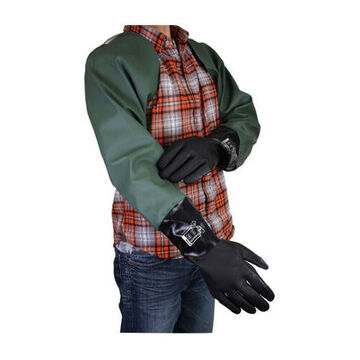 Long-Arm Safety Gloves, Large, Black, PVC