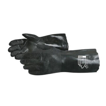 Safety Gloves, Large, Black, PVC