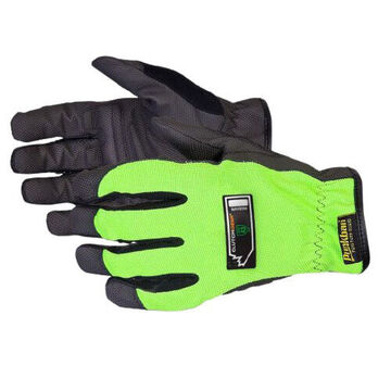 Work Gloves, Black, Hi-viz Lime Green, Woven Fabric