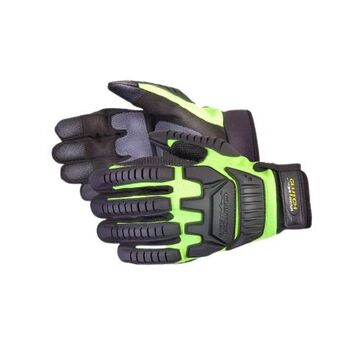 Coated Gloves, Small, Hi-viz Lime, Thermoplastic Rubber Pad