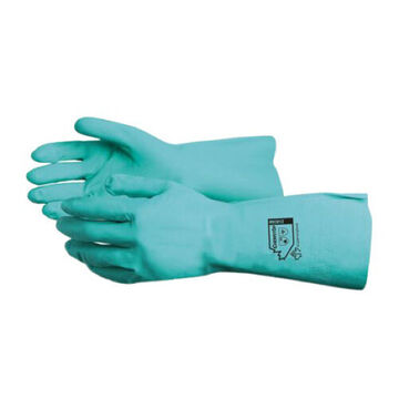 Non-coated Gloves, Green, Nitrile, For Chemical Processing