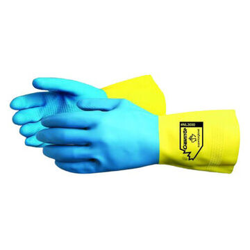 Heavy Weight Work Gloves,  Blue, Yellow, 30 Mil Neoprene, Latex