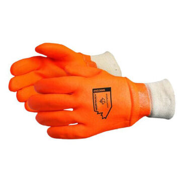 Winter Coated Gloves, Large, Orange, PVC