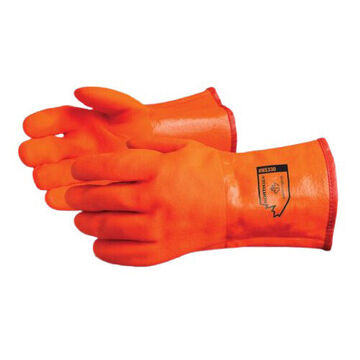 Winter Coated Gloves, Large, Orange, PVC, for Construction