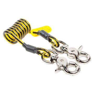 Coil Tether, Trigger To Trigger 1.75 In, 24 In, Black/yellow, Vinyl