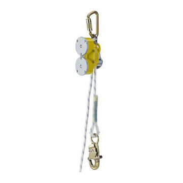Evacuation/Escape Rescue and Descent Device, 50 ft Length, 130 to 310 lb 1 Person, 130 to 620 lb 2 Person Load Capacity, Aluminum Housing, Yellow Color, 11.95 lb Weight