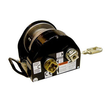 Confined Space Winch, 90 ft Length, 9:1 and 4:1 Gear Ratio, Black, Silver Color, Galvanized Steel Cable