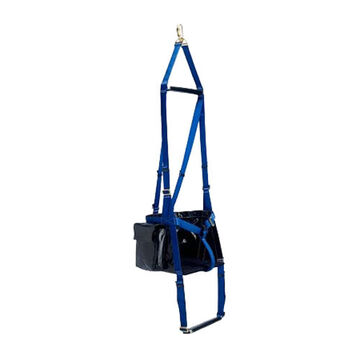 Suspended Workman's Chair, 15 in x 18 in x 0.75 in, Polyester, Apple Plywood Seat, Zinc Plated Steel Buckle, Forged Steel D-ring, Blue