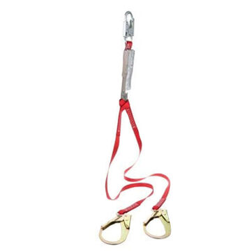 Shock Absorbing Lanyard, Red, Polyester Web, 6 ft, Snap Hook